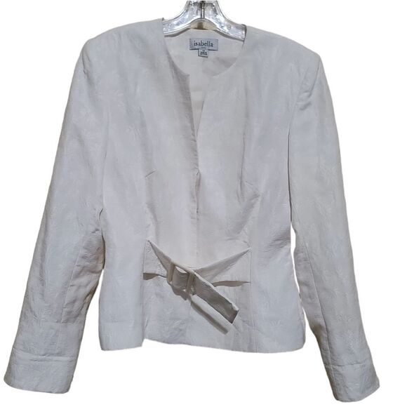 Isabella Suits Women's  Cream Belted Jacket Sz 12 - Picture 1 of 6